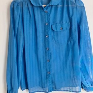Vintage Esprit Vibrant sheer Blue Blouse
